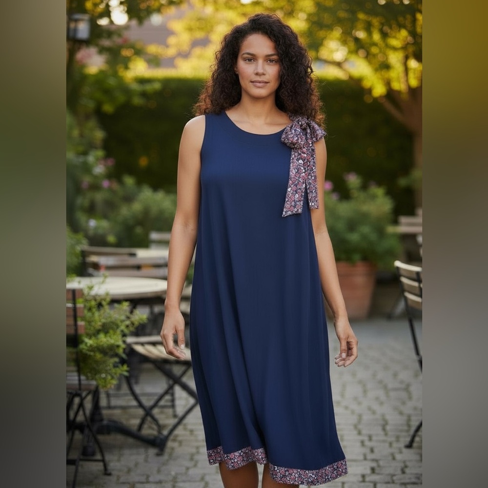 Tahari Arthur S. Levine Navy Sleeveless Dress – Size 4